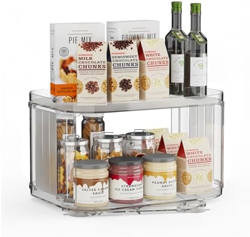 2-Tier Lazy Susan Turntable Organizer for Cabinet/Countertop/Pantry/Bathroom/Coffee Bar, 12.8''Lazy Susan 360°Rotating S