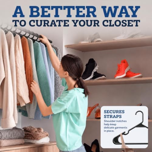 Zober Black Plastic Hangers 50 Pack, Clothes Hangers Plastic