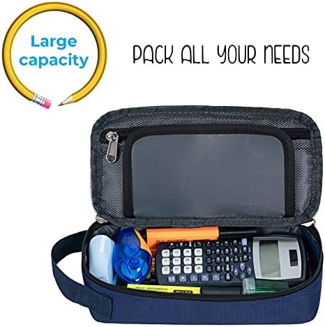 ECHSRT Large Pencil Case, Aesthetic Pen Pouch with Big Capacity, Minimalist Portable Stationery Bag with Handle for Office Organizer Aesthetic Pencil Cases
