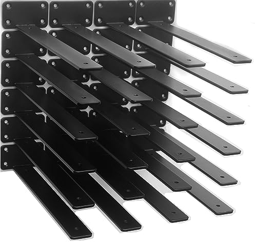 24 Pack - 12 inch Black Hidden L Shelf Bracket (1/5 Inch Thicked) Iron Floating Shelf Brackets Rustic Industrial Metal B
