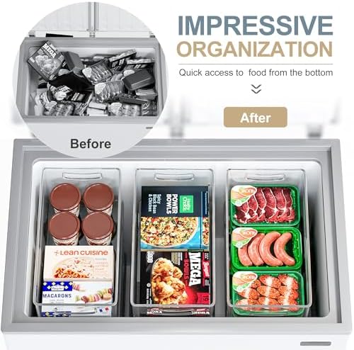 Heyuzb 16 PACK Freezer Organizer Bins Fridge Organizers and Storage Stackable Refrigerator Organizers Bins with Side Han