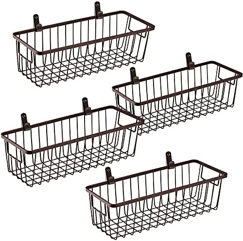 SheeChung Metal Wire Basket with Handle, Wall Hanging Basket, Small 4 Pack