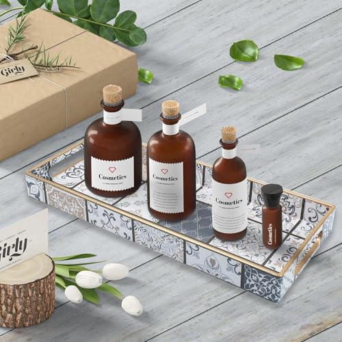 Bathroom Vanity Tray for Countertop, Small Plastic Toilet Tank Tray Versatile Storage & Organization Tray for Makeup, Pe