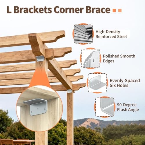2x4 Inch 90 Degree Corner Bracket, 200 LBS, Galvanized, 4 Pack