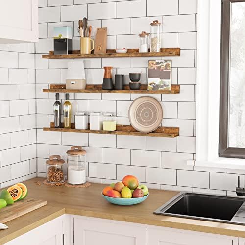 HOOBRO Floating Shelves, Wall Shelf Set of 3, 35.4 Inches Hanging Shelf