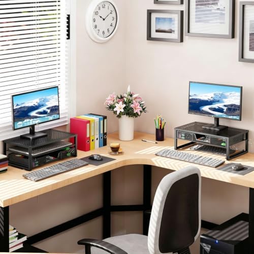 Simple Trending Monitor Stand Riser with Drawer, Laptop Stand for Desk