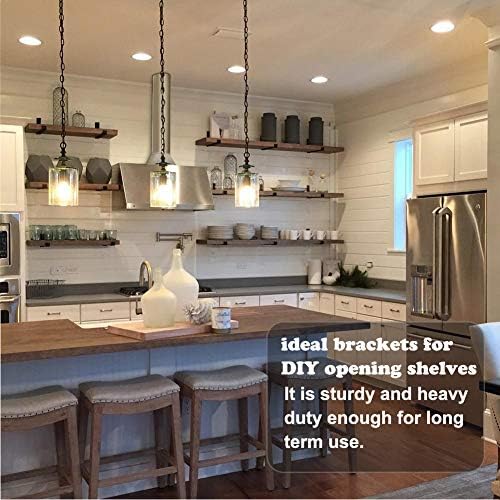 Shelf Brackets 12 Inch 4PCS Heavy Duty Frosted Black Wall Bracket with Lip for Floating Shelves Rustic Iron Metal Shelf 