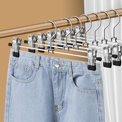 Pants Hangers with Clips, Skirt Hangers,12 Inch 12 Pack, Black