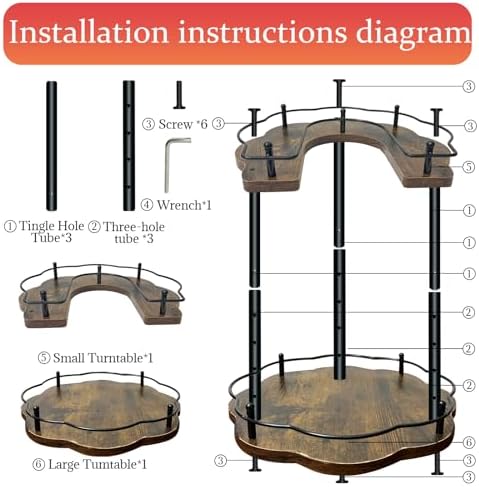 2 Tier Lazy Susan Organizer,2-Tier Spinning Spice Rack with Stable Carousel Base & 4 Height Settings for Cupboard Kitche