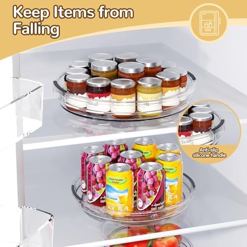 INCOSTAR Lazy Susan 2 Pack, 9 Inch Clear Turntable for Kitchen Cabinet