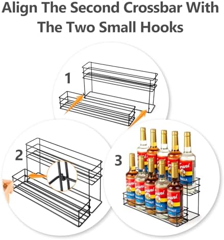 10 Bottle Capacity Coffee Syrup Organizer 2 Tier Coffee Syrup Stand Shelf for Coffee Bar Kitchen Small Wine Rack for Bar