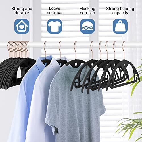 Velvet Hangers Felt Clothes Hangers 50 Pack Black Grey