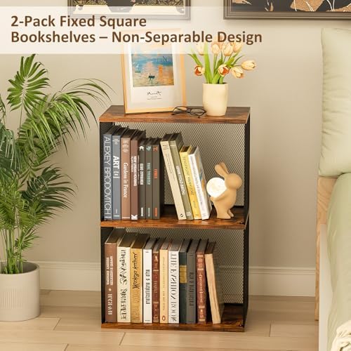 Dmevkic Small Bookshelf 2 Tiers Bookshelf for Small Spaces DIY Variable Stackable Cube Storage Organizer for Kid Bedroom
