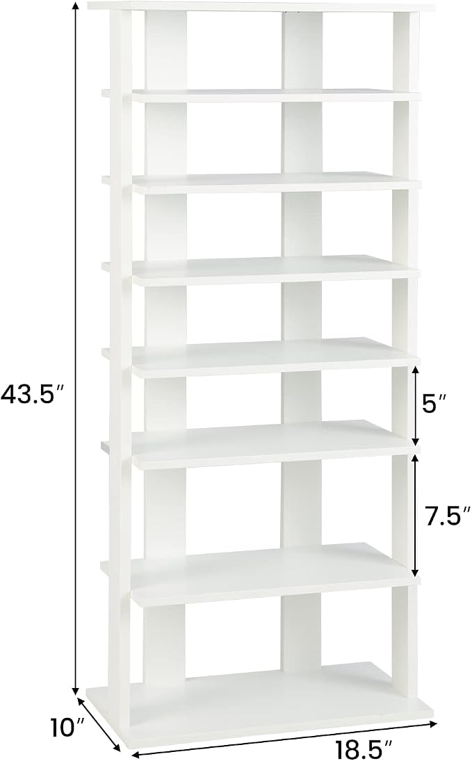 Tangkula 8-Tier Vertical Shoe Rack, Space-Saving Corner Shoe Organizer for 14 Pairs, Narrow Shoe Storage for Entryway, Front Door, or Closet