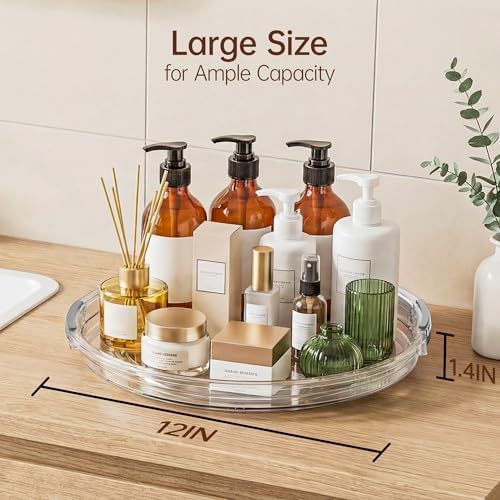 LAMU 12 in Lazy Susan Turntable, 4 Pack Clear Spice Rack, Organizer Storage
