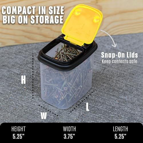 Buddeez Stackable Hardware Storage Bins, Workshop Organizer 1 Quart 12-Pack