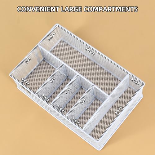 VIKEYHOME Paper Plate Organizer, Metal Silverware Caddy, White