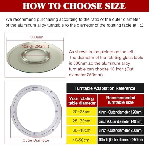 Aluminum Alloy Turntable Bearing 10" Heavy Duty Swivel Turntable Lazy Susan Rotating Bearing Turntable Round Dining Tabl
