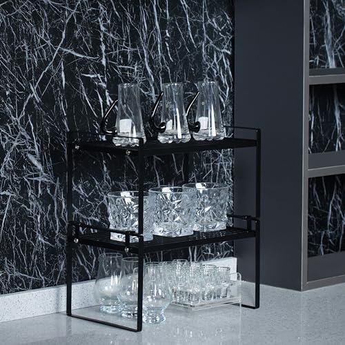 Shantton Cabinet Shelf Organizer, Pantry Shelf Rack, Black 13.1x10.6x7.3