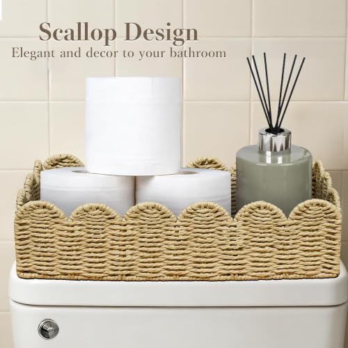 Upgraded Scalloped Toilet Paper Storage Basket for Home Decor