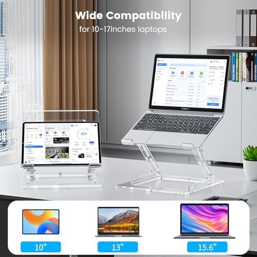 Laptop Stand for Desk, Portable Acrylic Laptop Riser, Ergonomic Adjustable Computer Stand Holder for Notebook MacBook Ai
