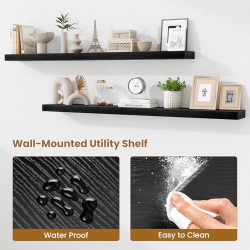 Fun Memories 60 Inch Fireplace Mantel Set of 2, Long Floating Shelf for Bedroom|Living Room, Wall Mounted Farmhouse Disp