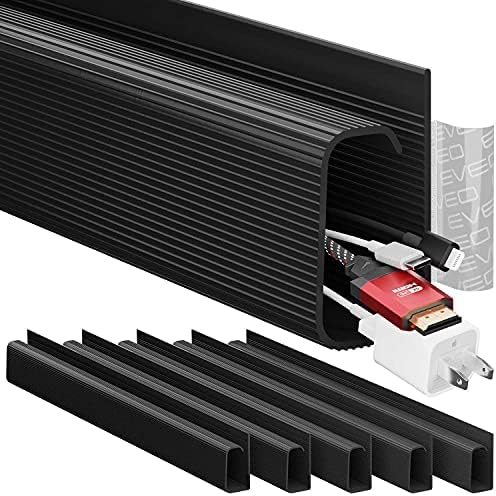 EVEO Cable Management Under Desk Kit (6 Units) - Under Desk Cable Management Cord Hider, Cable Hider Cord Management, Ca