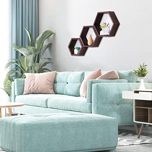 Hexagon Shelves,Floating Wall Shelf,Honeycomb Octagon Cube Shelves Wood