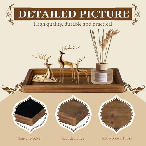 MAONAME Brown Long Narrow Tray, 15.7"x 6.8" Wood Bathroom Vanity Tray