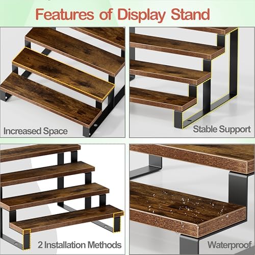 Boulphia Cologne Organizer for Men, 12 Inch Wood Cologne Stand 4 Tier Perfume Organizer for Dresser, Versatile Step Disp