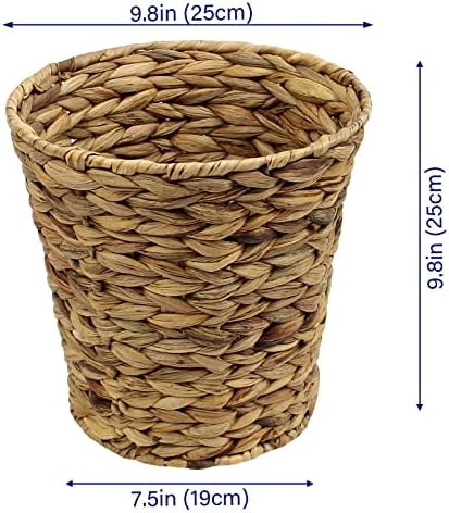 Casaphoria Round Water Hyacinth Garbage Baskets for Storage Natural Woven Hyacinth Laundry Rubbish Basket Durable Circul