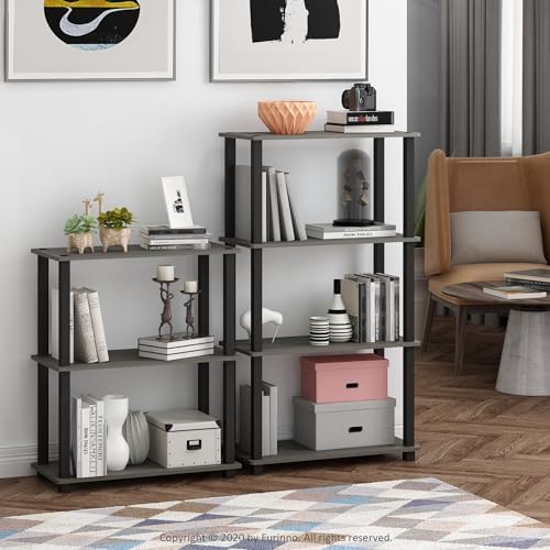 Furinno TURN-S-TUBE Storage Shelves, 3-Tier Book Shelf, Corner Shelf, Toolless Open Shelves, for Organization and Storag