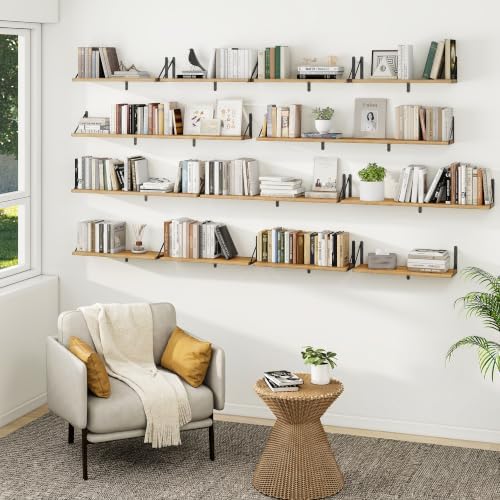 Heimlove Floating Book Shelves for Wall,47.24Inches Long Wall Mounted Bookshelves,Heavy Duty Bracket Shelves for Living 