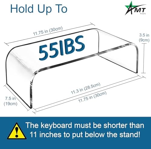 AMT Premium Acrylic Monitor Stand, Clear, Monitor Riser for Laptop/PC/Multimedia Monitor/Printer Stand for Home Office (