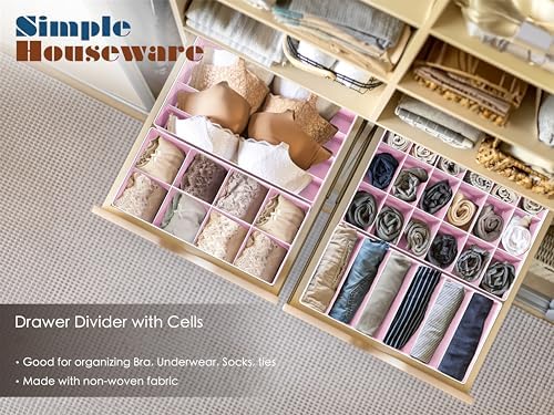 Simple Houseware 4-Pack Drawer Organizer Set for Underwear/Socks/Bra, Pink