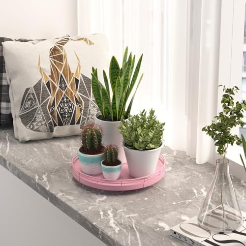 Oroyutor 9-Inch Oak Lazy Susan Decorative Tray, Pink Finish