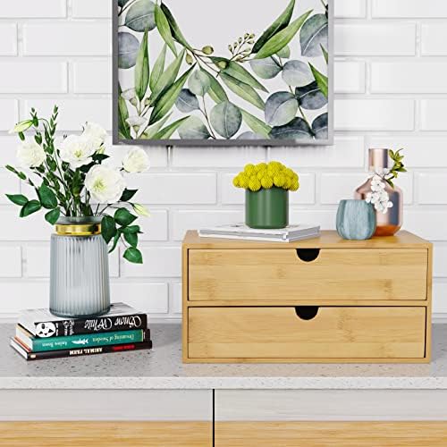 Bamboo Desk Drawer Organizer, Desktop Organizer with Drawers(2 Drawers)