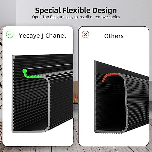 YECAYE 157in Cable Management Cord Organizer, Cable Raceway, Black