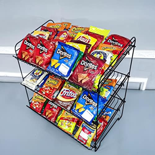 FixtureDisplays® 24" Wide X 14.9" Deep X 23.2" Tall 3-Open-Shelf Wire Rack for Countertop Chips Snack Book Display Organ