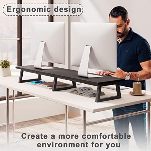 TEAMIX 42 inch Large Dual Monitor Riser, Desk Organizer Stand for TV Laptop