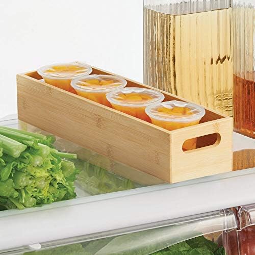 mDesign Slim Bamboo Kitchen Cabinet & Fridge Drawer Organizer Tray - Storage Bin for Cutlery, Serving Spoons, Cooking Ut