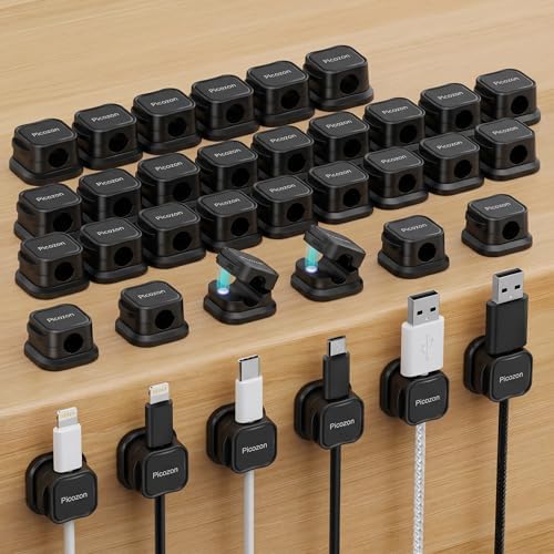 36 Pack Magnetic Cable Clip Organizer Cord Holder, Picozon Adhesive Cable Management, Wire Phone USB Charger Cable Holde