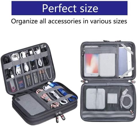 Electronic Cable Organizer Bag - Portable Travel Double Layers Electronic Digital Accessories Storage Pouch Bags for SD 
