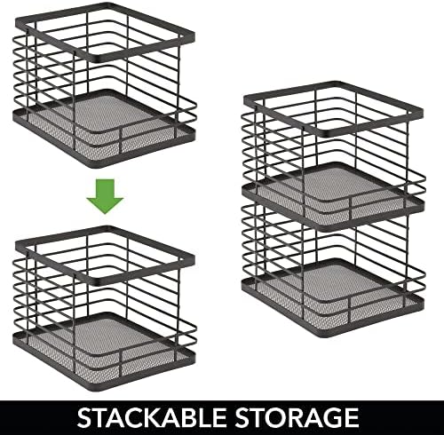 mDesign Stacking Wire Baskets Food Organizer Storage Metal Basket with Open Front for Kitchen Cabinet, Pantry, Cupboard,