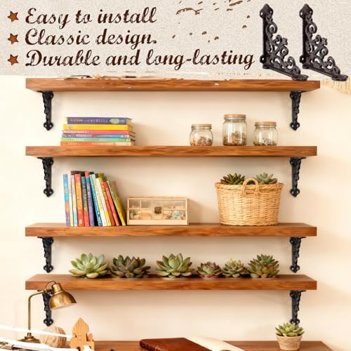 Blulu 4 Pack Decorative Shelf Brackets, Vintage Cast Iron Brackets