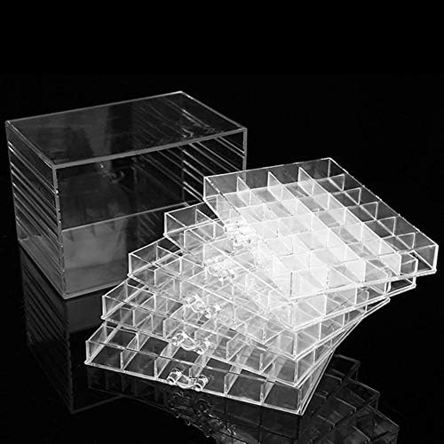 HOKY 120 Grids Transparent Acrylic Nail Display Organizer Makeup Jewelry Nail Art Cosmetic Display Rack Drawer Boxes Org