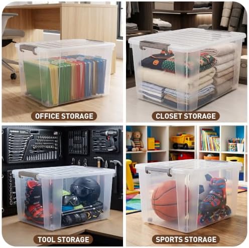 Citylife 2-Pack 69 QT Clear Plastic Storage Bins with Latching Lids