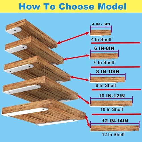 12Inch White Heavy Duty Floating Shelf Bracket 6 Pack 3-Hole Mount