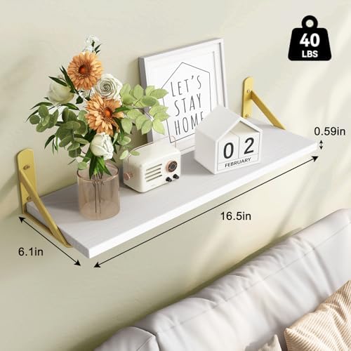 Fixwal Wall Floating Shelves for Home Decor (White, Set of 3, 16.5 Inch)