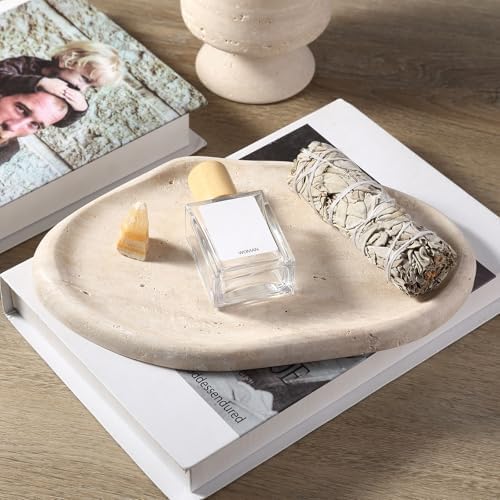 Koville Luxurious Natural Marble Vanity Tray, Cloud Shape Serving Stone Key Tray for Home Decor, 10" x 7" Marble Storage
